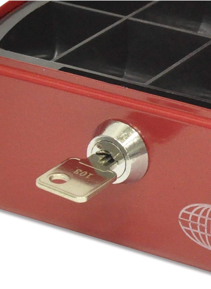 FIS FIS Cash Box Steel Red Color With key lock, 153 x 124 x 82 mm, 6 Inch Lock Size - FSCPTS0140RE  - Image 3