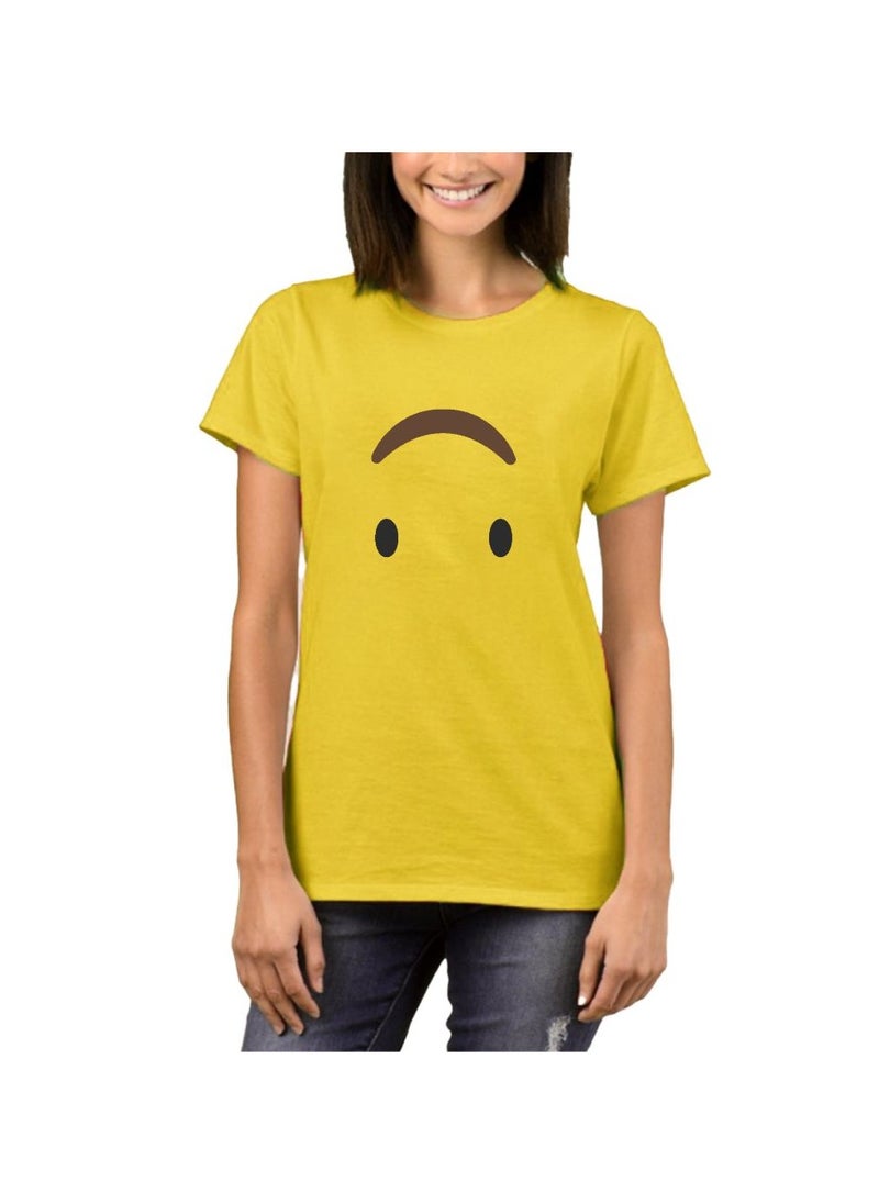 PRINTSHOP4ME - Adult Yellow Smiley Face T-Shirt Unisex Round Neck Short Sleeve Cotton T-Shirt-Soft And Comfortable Tshirt - Image 1