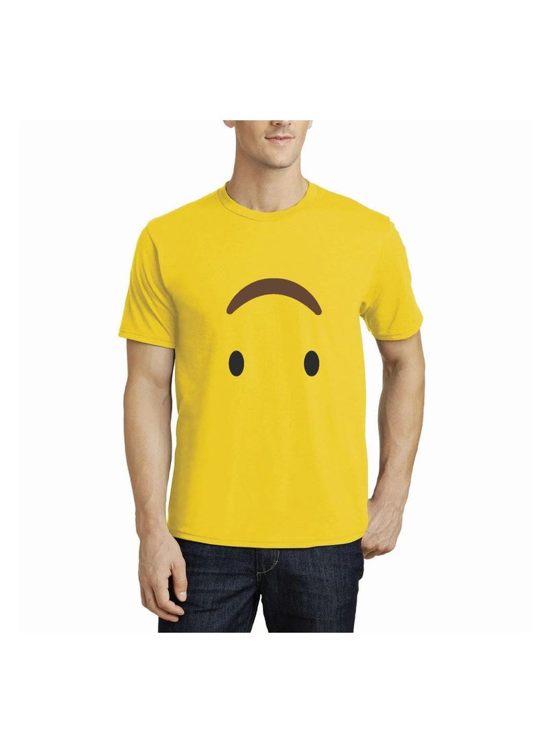 PRINTSHOP4ME - Adult Yellow Smiley Face T-Shirt Unisex Round Neck Short Sleeve Cotton T-Shirt-Soft And Comfortable Tshirt - Image 1