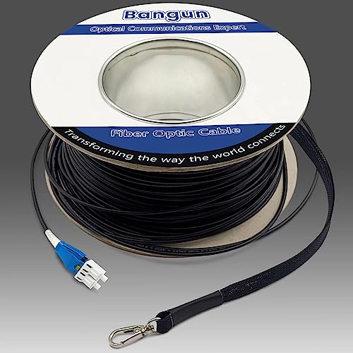 Bangun 50 Meters Uniboot LC to LC Outdoor Armored Fiber Patch Cable with Pulling Eye, Low Friction Single Mode Duplex Fiber Optic Cable Jumper Optical Patch Cord, 9/125um, (OS1/OS2 Compatible), LSZH Black - Image 1