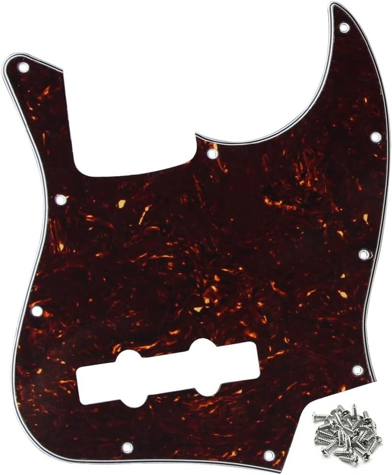 FLEOR 10 Hole J Bass Pickguard Scratch Plate Pick Guards for 4 Strings American/Mexican Standard J Bass Part, 4Ply Brown Tortoise Shell - Image 1