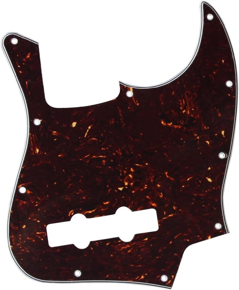 FLEOR 10 Hole J Bass Pickguard Scratch Plate Pick Guards for 4 Strings American/Mexican Standard J Bass Part, 4Ply Brown Tortoise Shell - Image 4