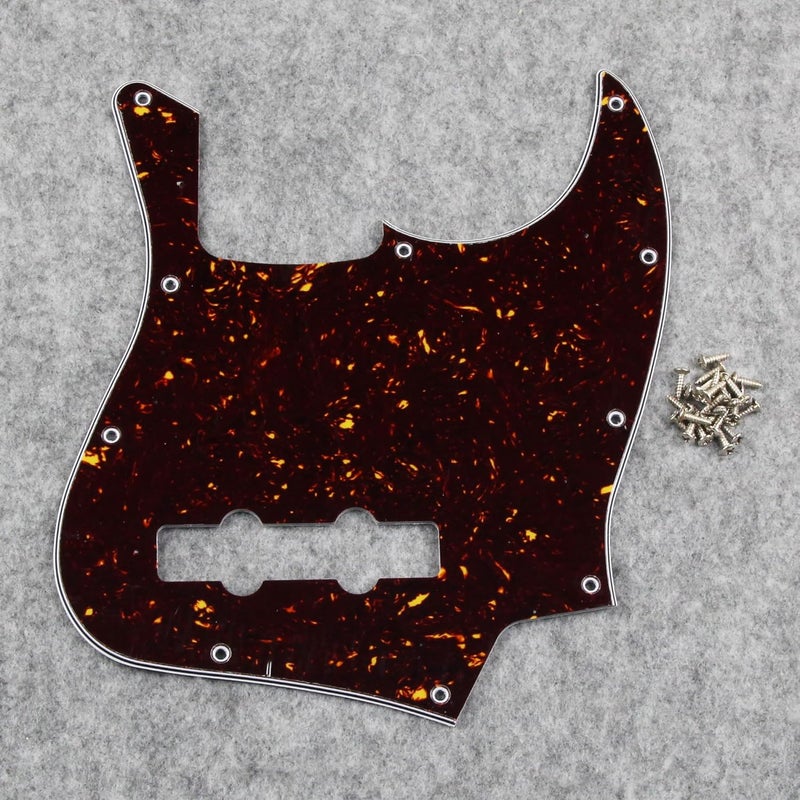 FLEOR 10 Hole J Bass Pickguard Scratch Plate Pick Guards for 4 Strings American/Mexican Standard J Bass Part, 4Ply Brown Tortoise Shell - Image 2
