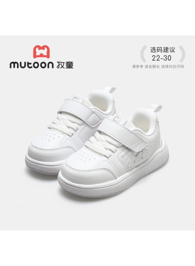 Mutong Children's Low-top Casual Sneakers Spring And Autumn Boys Lightweight School White Shoes Girls Size 26