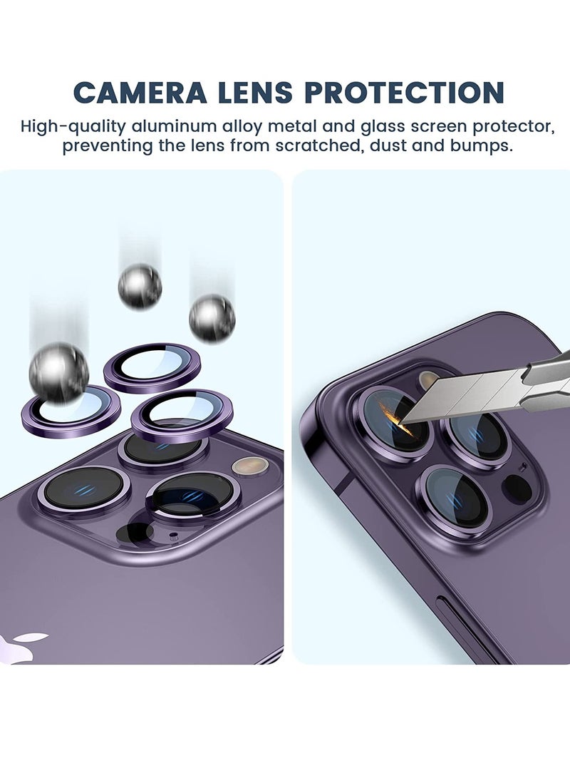 Camera Lens Protector, Keep Original Camera HD Glass Metal Camera Lens Screen Cover Film for iPhone 14 Pro Max / 14 Pro Accessories Purple - Image 4