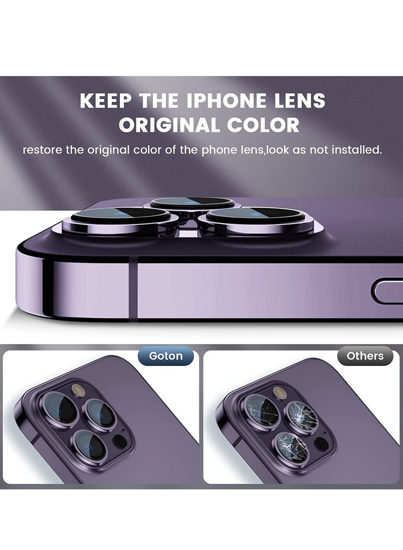 Camera Lens Protector, Keep Original Camera HD Glass Metal Camera Lens Screen Cover Film for iPhone 14 Pro Max / 14 Pro Accessories Purple - Image 3