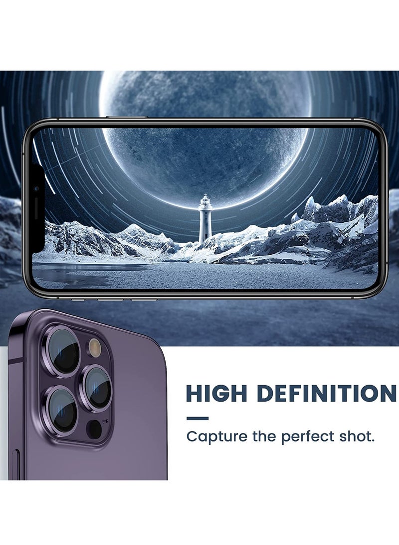 Camera Lens Protector, Keep Original Camera HD Glass Metal Camera Lens Screen Cover Film for iPhone 14 Pro Max / 14 Pro Accessories Purple - Image 5