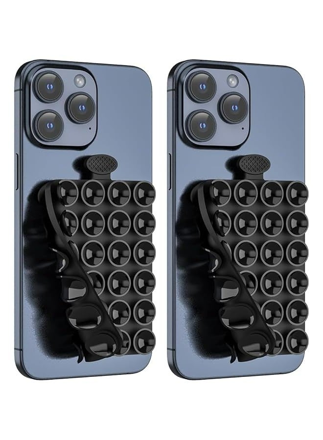 Enhanced Dual-Sided Silicone Suction Phone Stand – Hands-Free Mount for Mirror, Bath, Kitchen & TikTok Makers (Set of 2) - Image 1