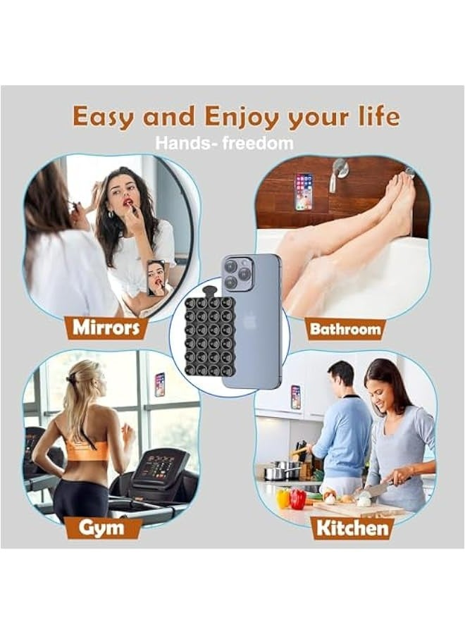 Enhanced Dual-Sided Silicone Suction Phone Stand – Hands-Free Mount for Mirror, Bath, Kitchen & TikTok Makers (Set of 2) - Image 2
