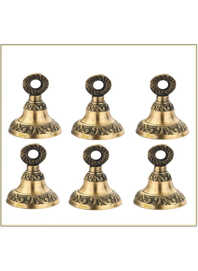 Chitra Brass Classic BDB-05 Decorative Bell for Pooja Rooms,Halls,Mandir (Antique Brass Finish, 50mm) Pack of 6 - Image 1