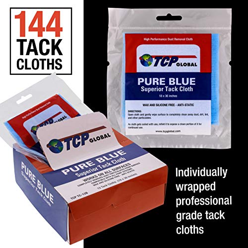 TCP Global Pure Blue Superior Tack Cloth, 144-Pack, Automotive & Woodworking, Dust/Stain/Paint Rags, Tac Cloth for Autobody - Image 3