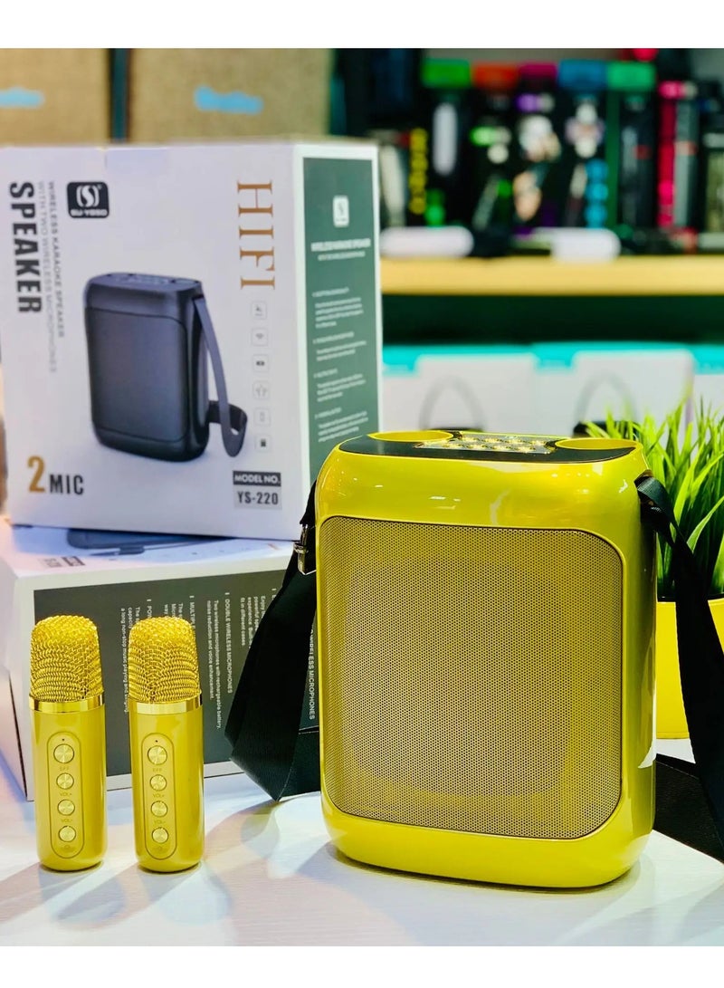 YS Outdoor Karaoke Straps Speaker with Dual UHF Wireless Bluetooth Mic Speaker with Microphone - Image 1