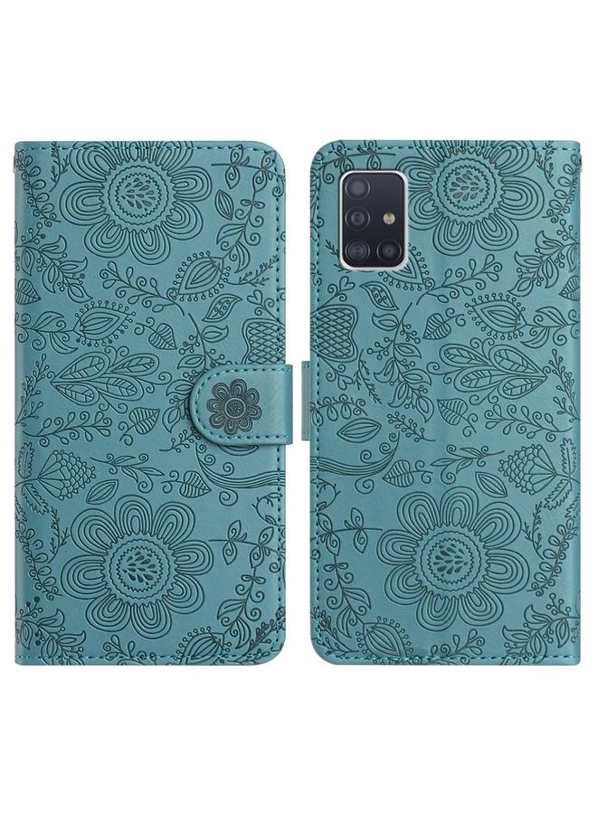 اس-توب جراب لهاتف Samsung Galaxy A51 4G مصنوع من الجلد بنقشة زهور منقوش عليها - Image 1