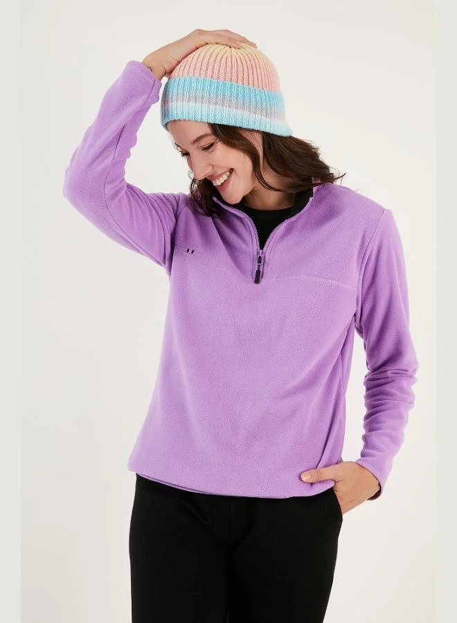 ليلا جاكيت نسائي ليلا بقصة ضيقة ناعم ومقاوم للتكوير بسحاب نصفي من الفليس