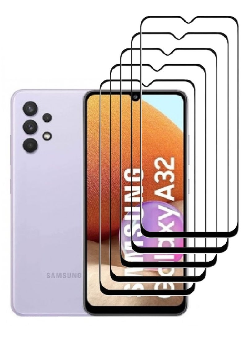 AINA 5 Pieces Tempered Glass Screen Protector 5D Designed For Samsung Galaxy A32 Full Glue Edge to Edge Full Screen Coverage And Bubble Free - Image 1