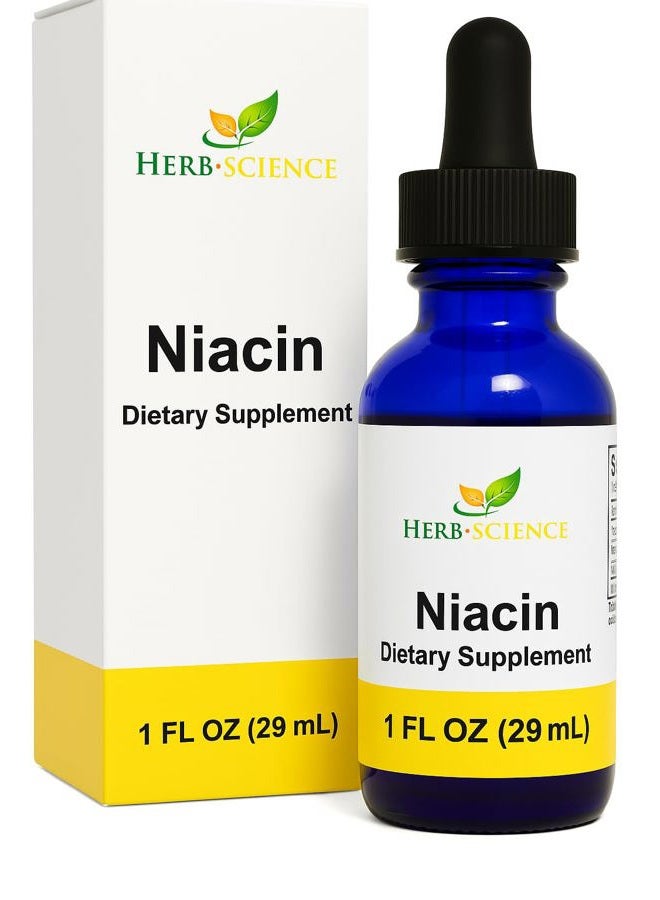 Herb-Science Liquid Vitamin B3 Drops - Cold Processed Niacin Supplement, Supports Tongue & Skin Health - Vegan, Non-Alcoholic and Quality Tested.- 1 Fl. Oz, 36 Servings - Image 1