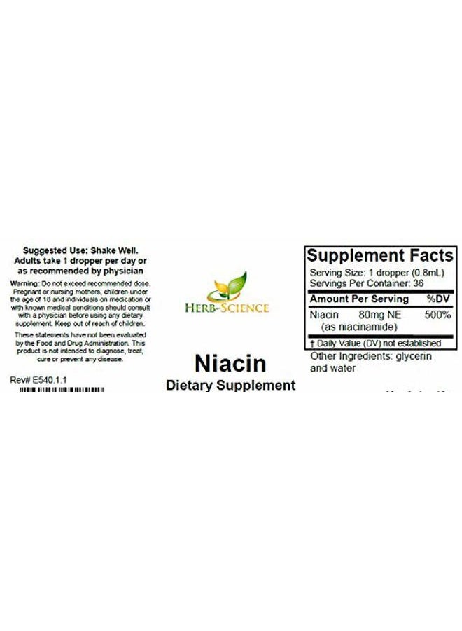 Herb-Science Liquid Vitamin B3 Drops - Cold Processed Niacin Supplement, Supports Tongue & Skin Health - Vegan, Non-Alcoholic and Quality Tested.- 1 Fl. Oz, 36 Servings - Image 2