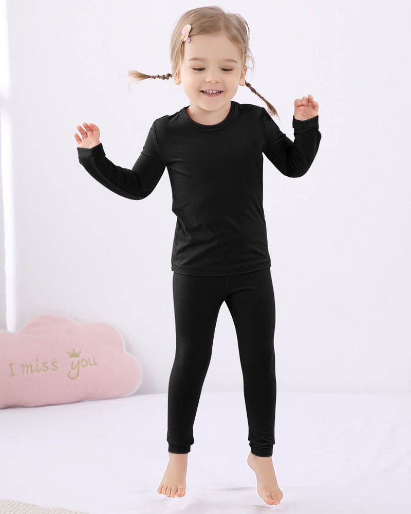 GUISBY Rayon made from Bamboo Toddler Long Sleeve Top and Pants Snug Fits 2 Piece Pajama Sets Black 2-3T - Image 5