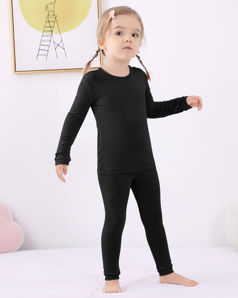GUISBY Rayon made from Bamboo Toddler Long Sleeve Top and Pants Snug Fits 2 Piece Pajama Sets Black 2-3T - Image 4