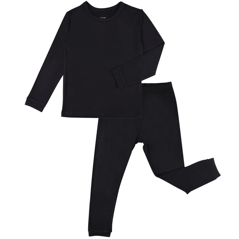 GUISBY Rayon made from Bamboo Toddler Long Sleeve Top and Pants Snug Fits 2 Piece Pajama Sets Black 2-3T - Image 1