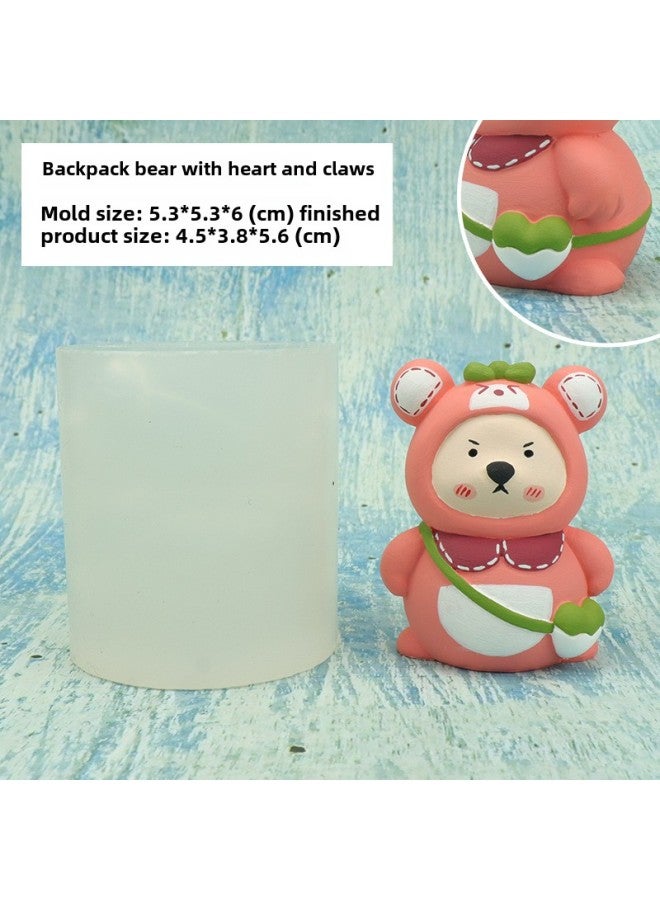 Korean-style Leather Rabbit Dinosaur Biscuit Lop Rabbit Bear Sofa Panda Aromatherapy Plaster Silicone Mold-Color:4-back Love Backpack With Claws Bear  - Image 1