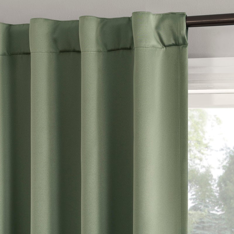 Sun Zero Belize 2-Pack Magnetic Closure Pleated Look Theater Grade 100% Total Blackout Back Tab Curtain Panel Pair, Sage Green, 52" W x 84" L (2 Panels) - Image 3