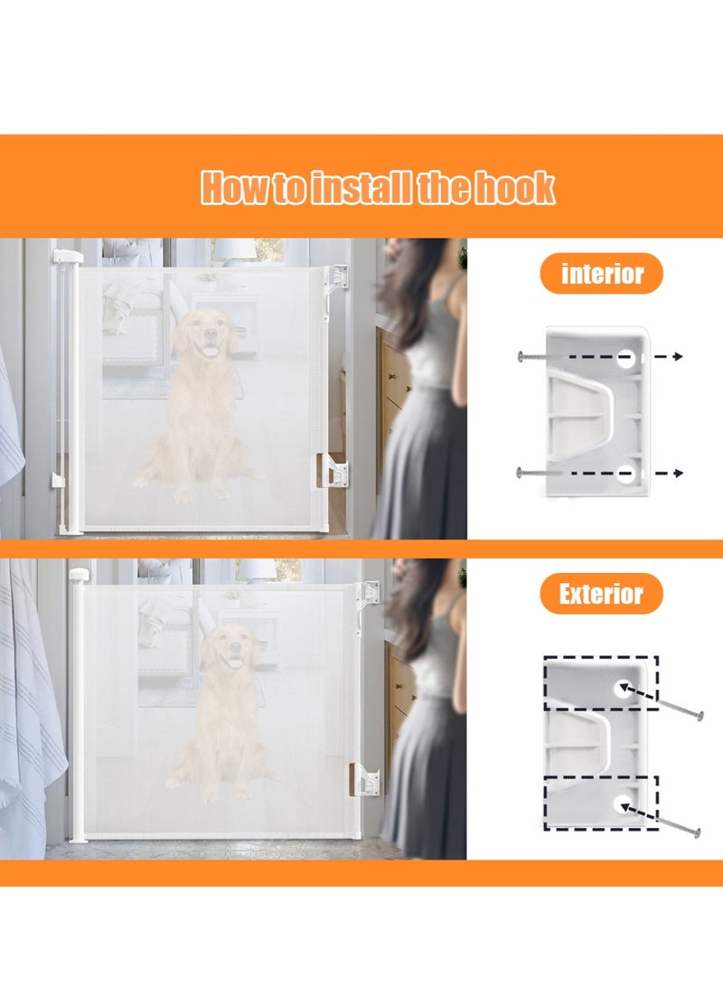 Retractable Baby Gate, Baby and Pet Safety Mesh Gate, Extra Wide Safety Baby Gate, Pet Dog Gate for Doorways, Stairs, Indoor/Outdoor (1.4m ) - Image 5