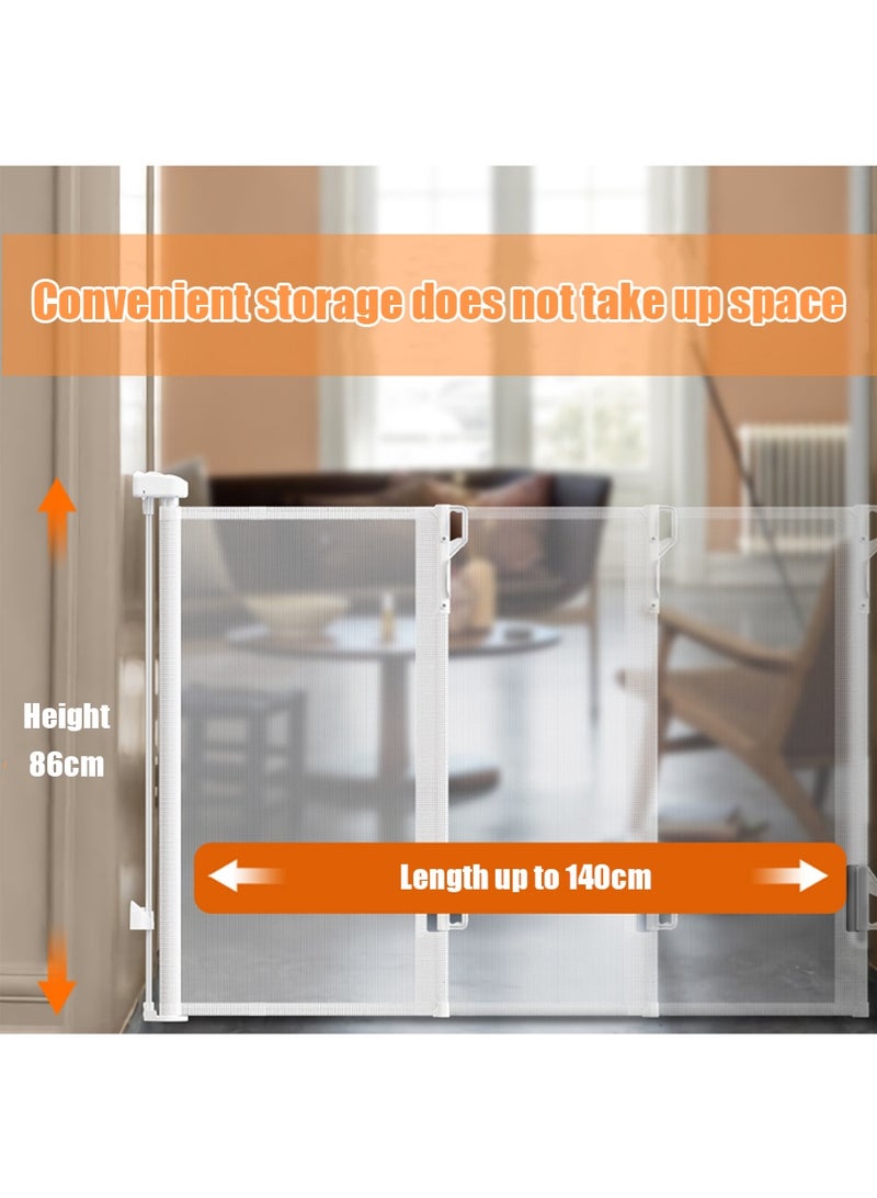 Retractable Baby Gate, Baby and Pet Safety Mesh Gate, Extra Wide Safety Baby Gate, Pet Dog Gate for Doorways, Stairs, Indoor/Outdoor (1.4m ) - Image 4