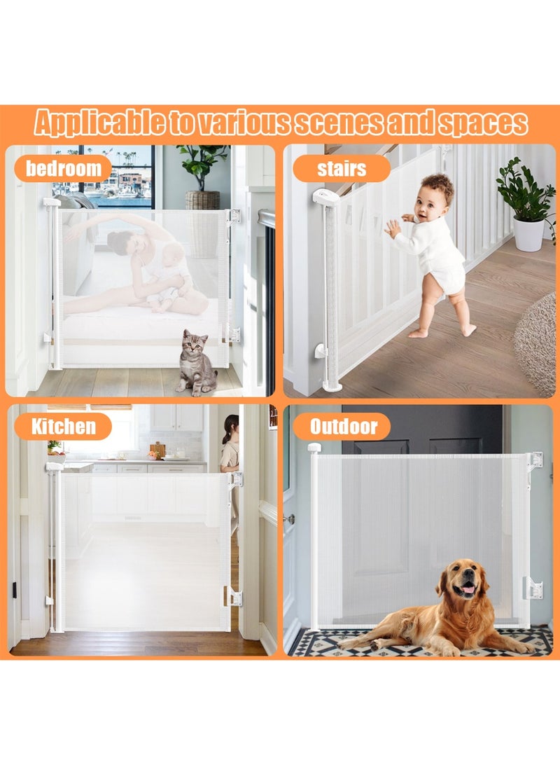 Retractable Baby Gate, Baby and Pet Safety Mesh Gate, Extra Wide Safety Baby Gate, Pet Dog Gate for Doorways, Stairs, Indoor/Outdoor (1.4m ) - Image 3