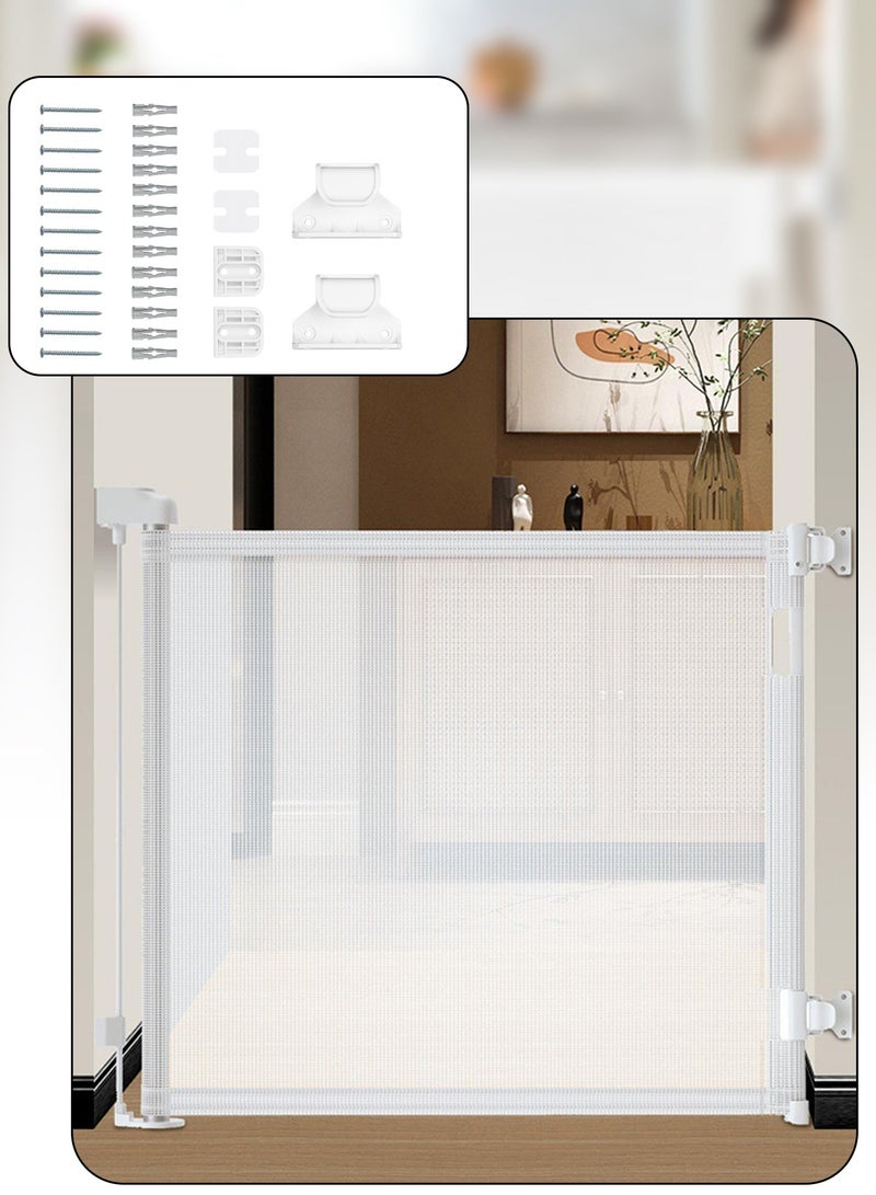 Retractable Baby Gate, Baby and Pet Safety Mesh Gate, Extra Wide Safety Baby Gate, Pet Dog Gate for Doorways, Stairs, Indoor/Outdoor (1.4m ) - Image 1