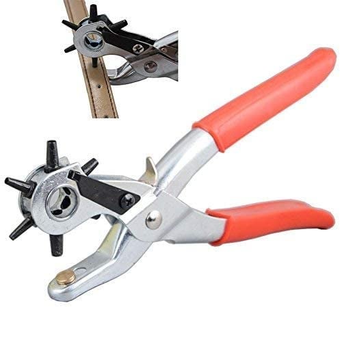 PRUTHA PRUTHA Multipurpose revolving leather belt hole Punch Plier 6 size Hole Punch Hand Tool for beltwatchbanddog collarsFabricLeather Craft BeltWatch BandsBagsHoles Punching Machine Craft Projects Pincer Plier  - Image 1