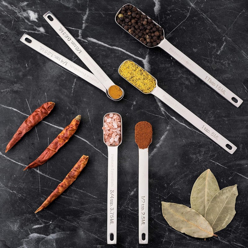 Hudson Essentials Stainless Steel Measuring Spoons Set for Dry or Liquid - Fits in Spice Jars - Set of 7 - Image 4