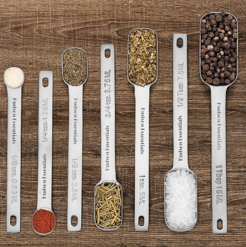 Hudson Essentials Stainless Steel Measuring Spoons Set for Dry or Liquid - Fits in Spice Jars - Set of 7 - Image 5