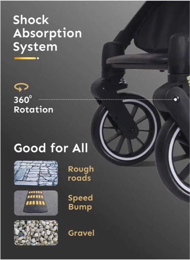 Arabest Travel Stroller, Ultra-Compact Airplane Cabin Stroller, One-Hand Foldable Umbrella Stroller With Adjustable Multi-Position Seat And Backrest | Newborn Baby Stroller - Image 3