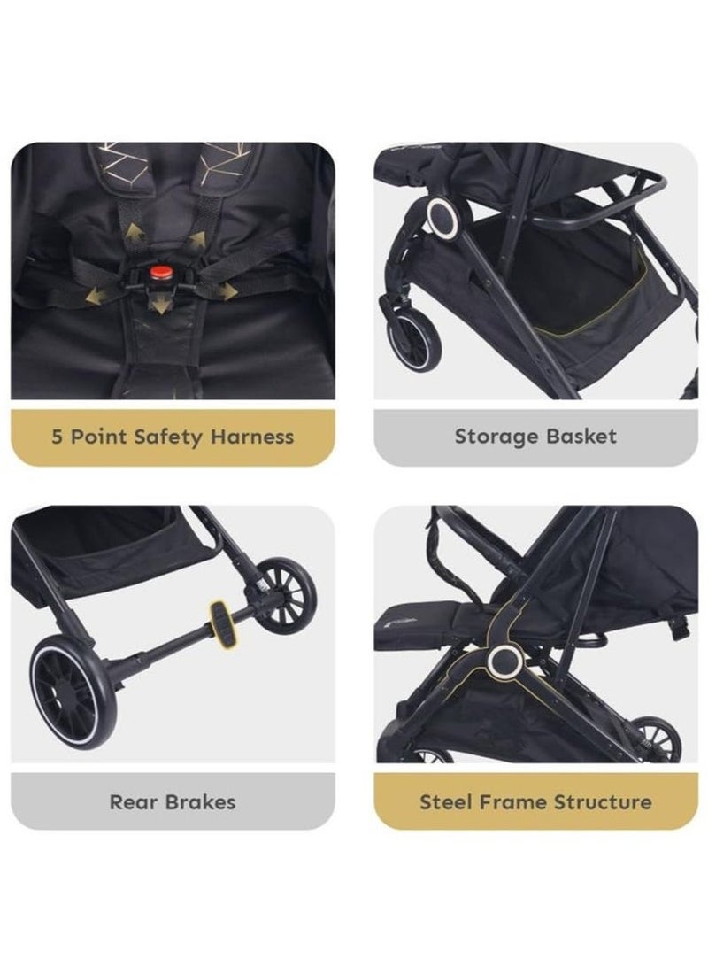 Arabest Travel Stroller, Ultra-Compact Airplane Cabin Stroller, One-Hand Foldable Umbrella Stroller With Adjustable Multi-Position Seat And Backrest | Newborn Baby Stroller - Image 5