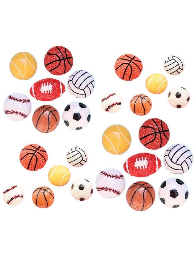 Zhiheng 26Pack Assorted Sport Ball Slime Charms No Clips Basketball Football Tennis Baseball Volleyball Resin Flatback Beads For Fairy Garden Accessories Scrapbooking Phone Case Diy - Image 1