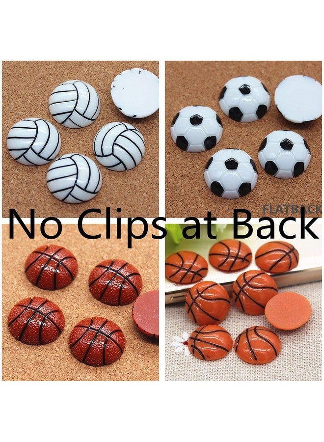 Zhiheng 26Pack Assorted Sport Ball Slime Charms No Clips Basketball Football Tennis Baseball Volleyball Resin Flatback Beads For Fairy Garden Accessories Scrapbooking Phone Case Diy - Image 2