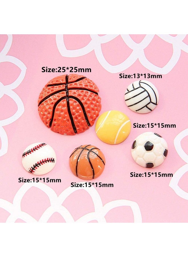 Zhiheng 26Pack Assorted Sport Ball Slime Charms No Clips Basketball Football Tennis Baseball Volleyball Resin Flatback Beads For Fairy Garden Accessories Scrapbooking Phone Case Diy - Image 3