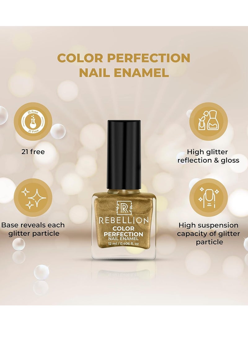 Rebellion Color Perfection Nail Enamel 12ml Metallic Gold Caring Gold RM05 - Image 3