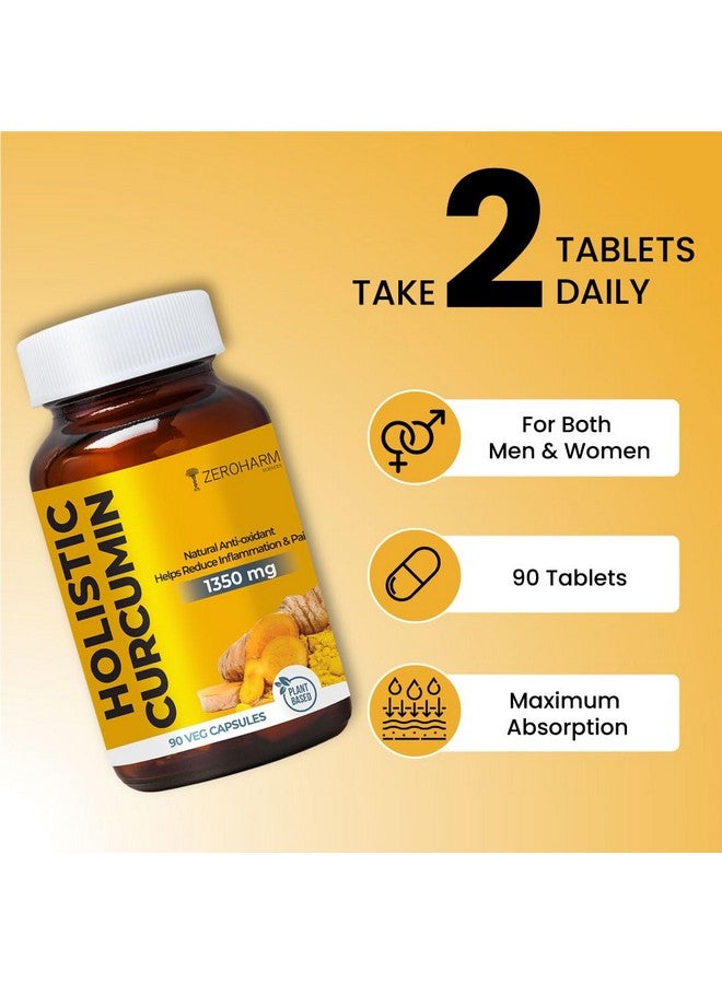 ZEROHARM Holistic Curcumin 1350 mg Supplement| 95% Curcuminoids, Black Pepper | Turmeric for Joint Health, Inflammation Support & Immunity | Plant-Based, Clean Label for Men, Women | 90 Veg Capsules - Image 5