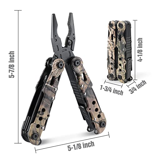MOSSY OAK Multitool, 13-in-1 Folding Multi Tool Plier with Nylon Sheath, Stainless Steel Camo EDC Tool, Portable Pocket Knife for Camping, Survival, Hunting, Hiking, Outdoor & Christmas Gifts for Men - Image 3