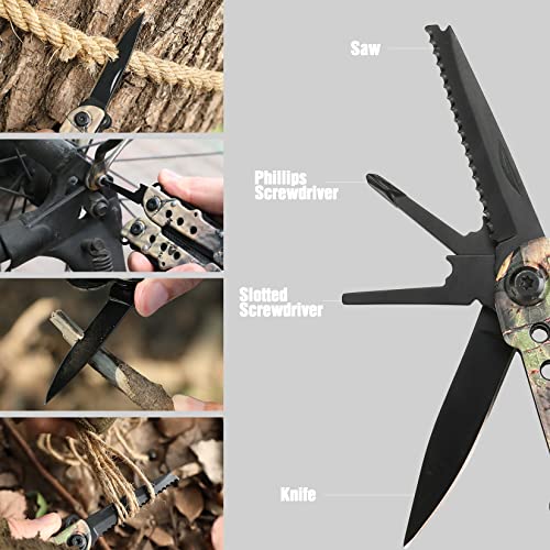 MOSSY OAK Multitool, 13-in-1 Folding Multi Tool Plier with Nylon Sheath, Stainless Steel Camo EDC Tool, Portable Pocket Knife for Camping, Survival, Hunting, Hiking, Outdoor & Christmas Gifts for Men - Image 5