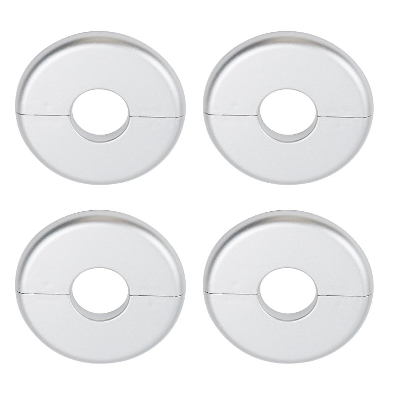 Tsnamay 4 Pcs Wall Split Flange ABS Round SelfAdhesive Escutcheon Plate Buckles Design for 126mmSilver