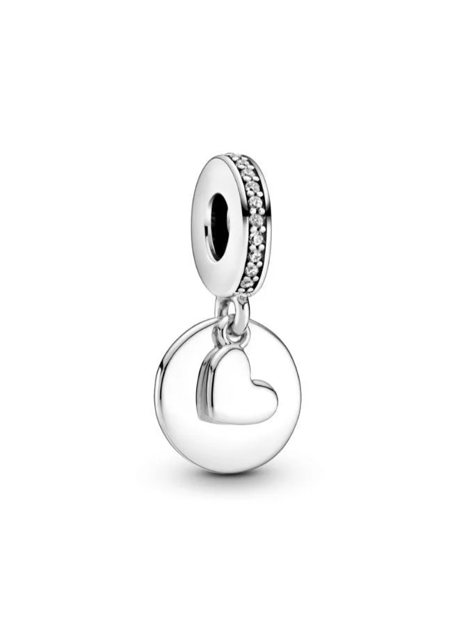 باندورا Engravable Heart Disc Dangle Charm