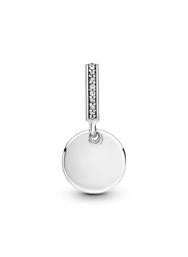 باندورا Engravable Heart Disc Dangle Charm