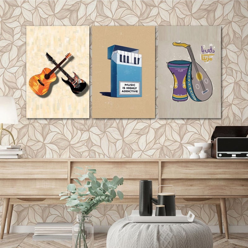 Marktna Three pop art canvas prints with a hollow frame, measuring (120×60), three pieces - Image 1