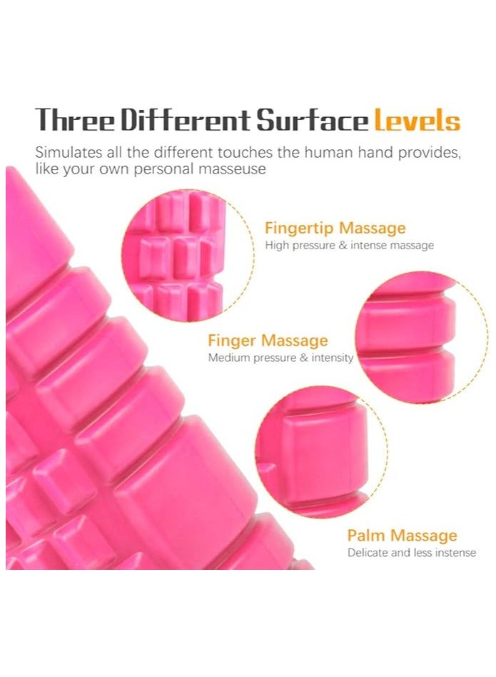 Generic Foam Roller Trigger Point Fitness Foam Roller Deep Tissue Muscle Massage Roller Lightweight Hollow Yoga Pilates Roller for Relax Muscles Balance Exercises Physical Therapy Pain Relief (Rose re - Image 3