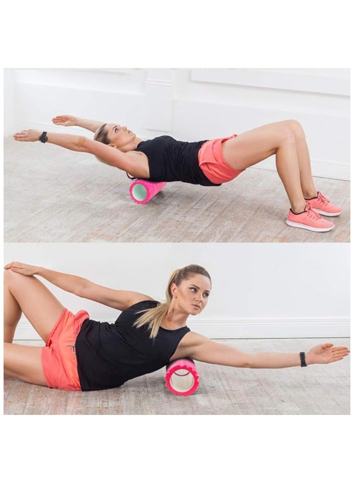 Generic Foam Roller Trigger Point Fitness Foam Roller Deep Tissue Muscle Massage Roller Lightweight Hollow Yoga Pilates Roller for Relax Muscles Balance Exercises Physical Therapy Pain Relief (Rose re - Image 5
