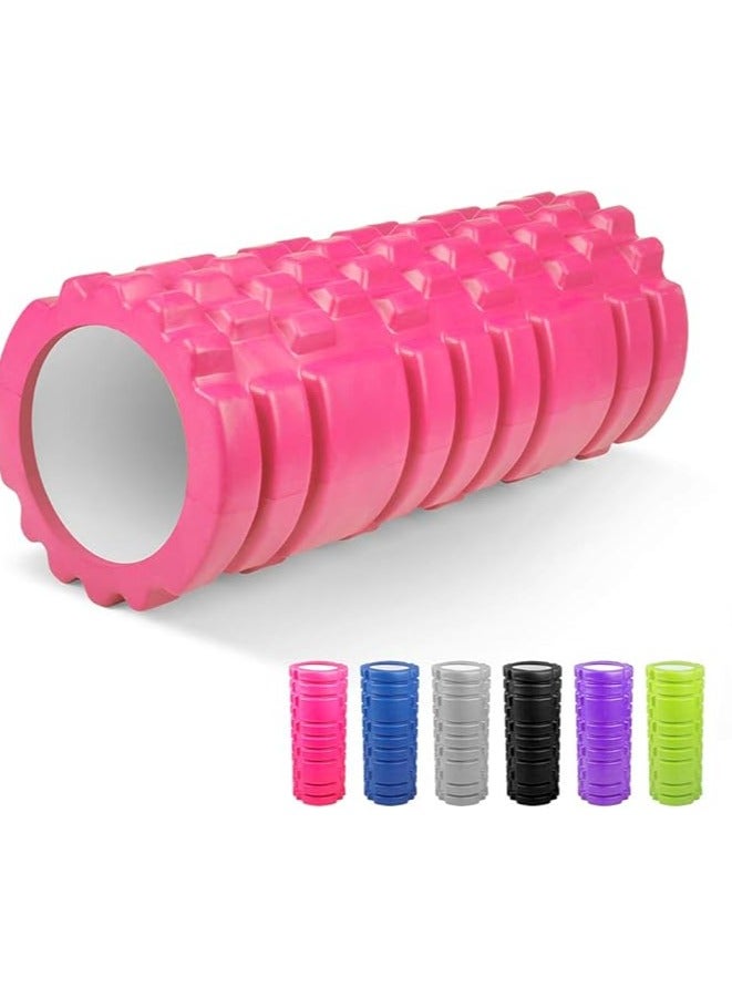 Generic Foam Roller Trigger Point Fitness Foam Roller Deep Tissue Muscle Massage Roller Lightweight Hollow Yoga Pilates Roller for Relax Muscles Balance Exercises Physical Therapy Pain Relief (Rose re - Image 2