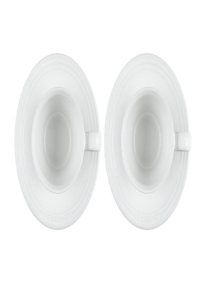 Le Creuset Le Creuset Stoneware Set of 2 Cappuccino Cups and Saucers , 7 oz. each, White  - Image 3